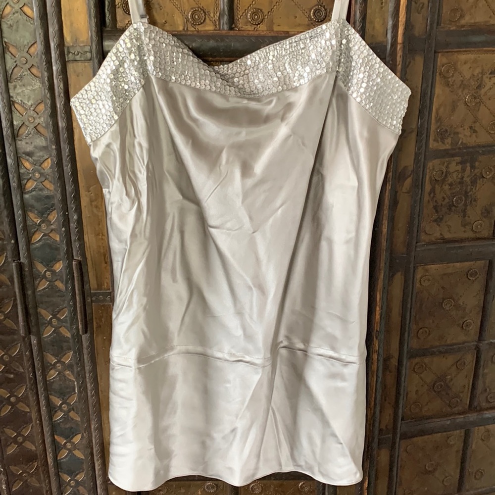 Express Silk top Sz. M in silver w/sequin detail